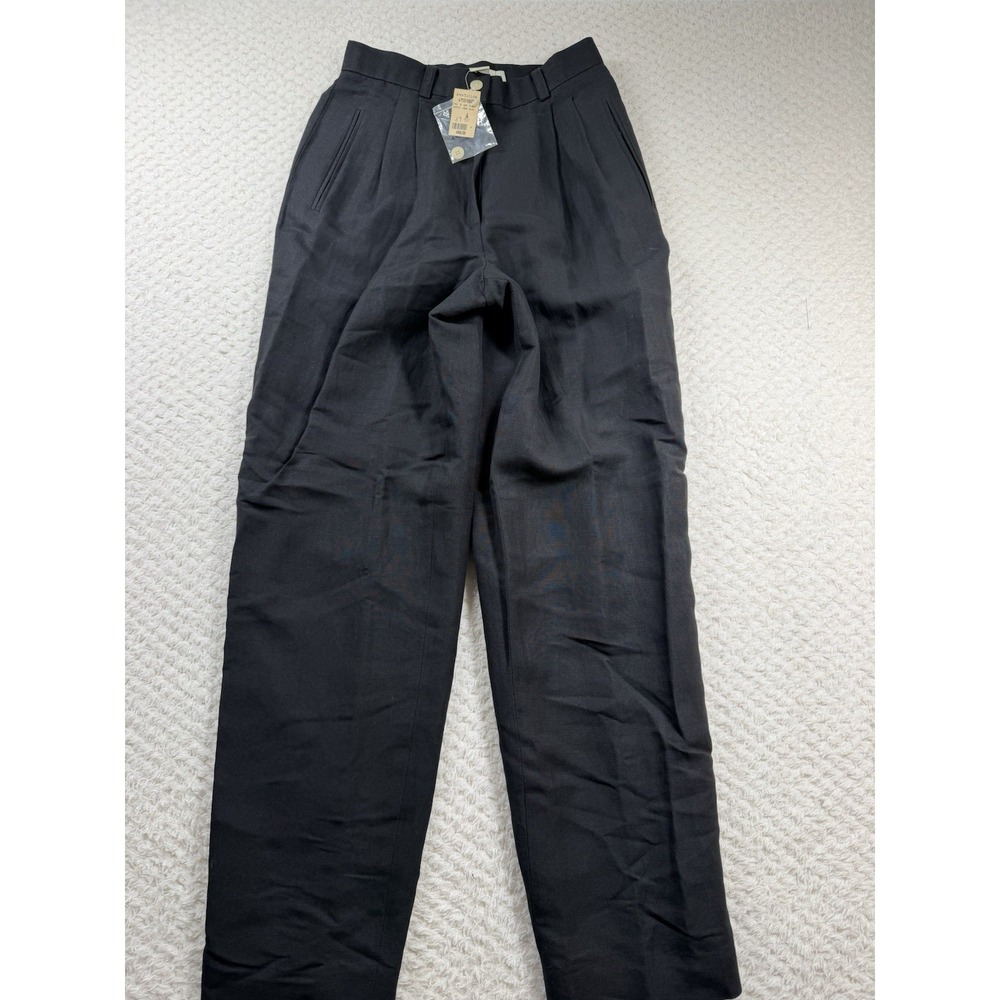 Ann Taylor Lined Linen Blend Pants Size 4 Black High Rise Classy